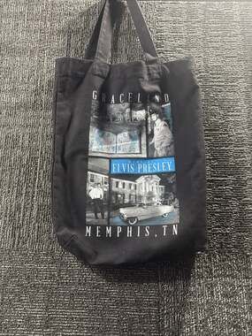 Graceland Elvis Presley Home of the King Collage Photo Black Canvas Tote Bag